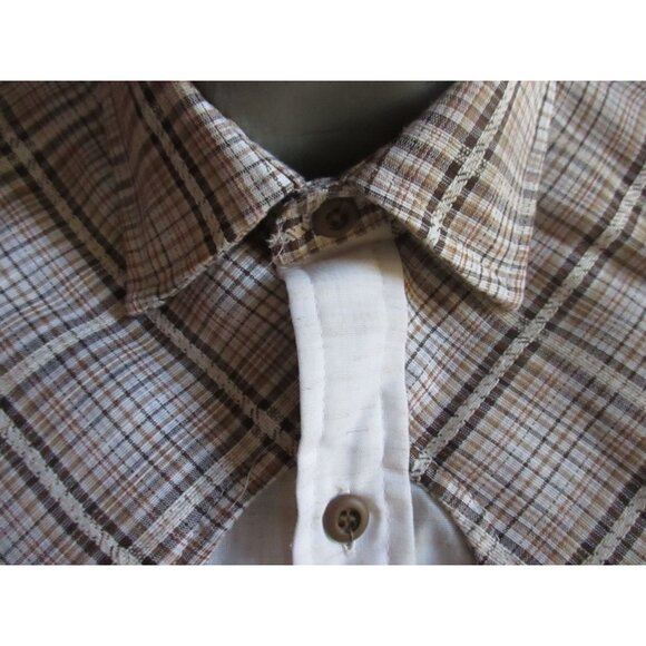 Small Vintage Men's Boho Western Shirt 70's Plaid Top Disco Cowboy H.I.S. button - Picture 7 of 9